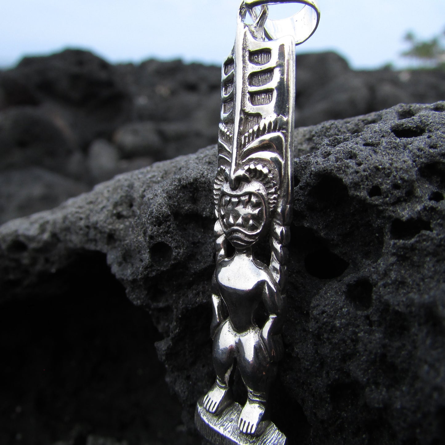 Hawaiian Tribal Tiki Pendant Necklace | Sterling Silver | Gift | Jewelry | Handmade | Unique