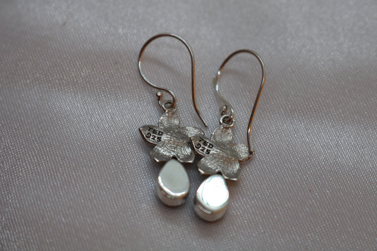 Opal Plumeria Flowers Silver Earrings