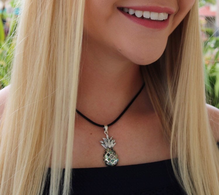Pineapple Pendant Necklace | Paua Abalone Shell | Sterling Silver | Ocean | Beach | Gift | Jewelry | Handmade | Unique