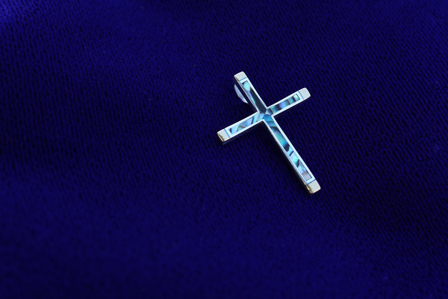 Cross 18k Gold Vermeil Pendant Necklace. Mother of Pearl, Abalone Shell