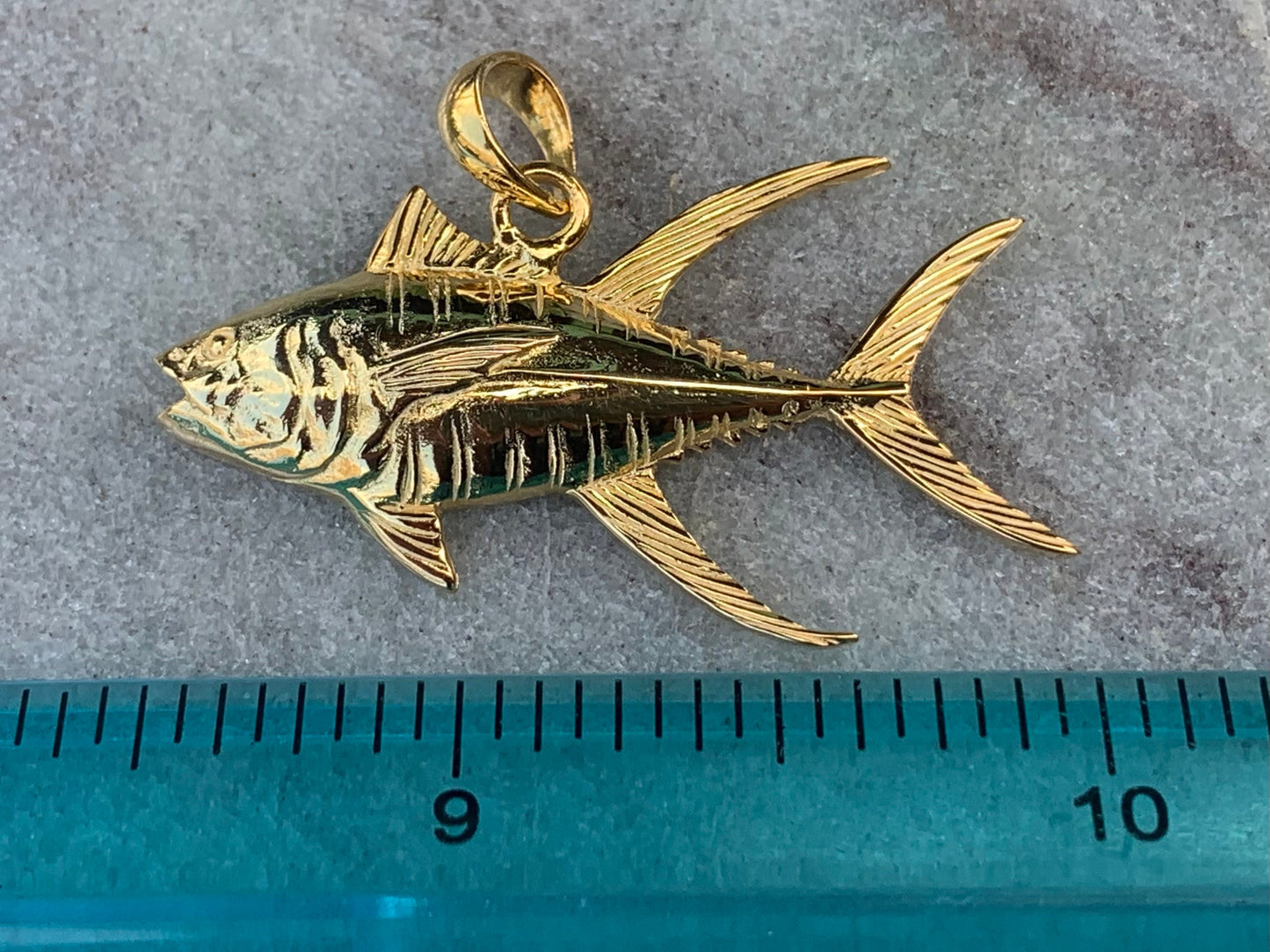 Ahi Tuna Fish Necklace Pendant Necklace. Fisherman Gift. 18k Gold Vermeil.